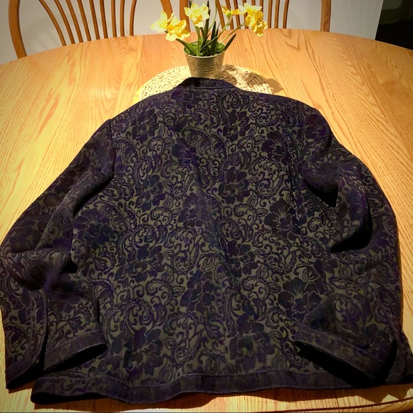 One of my favorite jackets! Eggplant corduroy in a floral motif, fully lined. - Picture 3 of 5